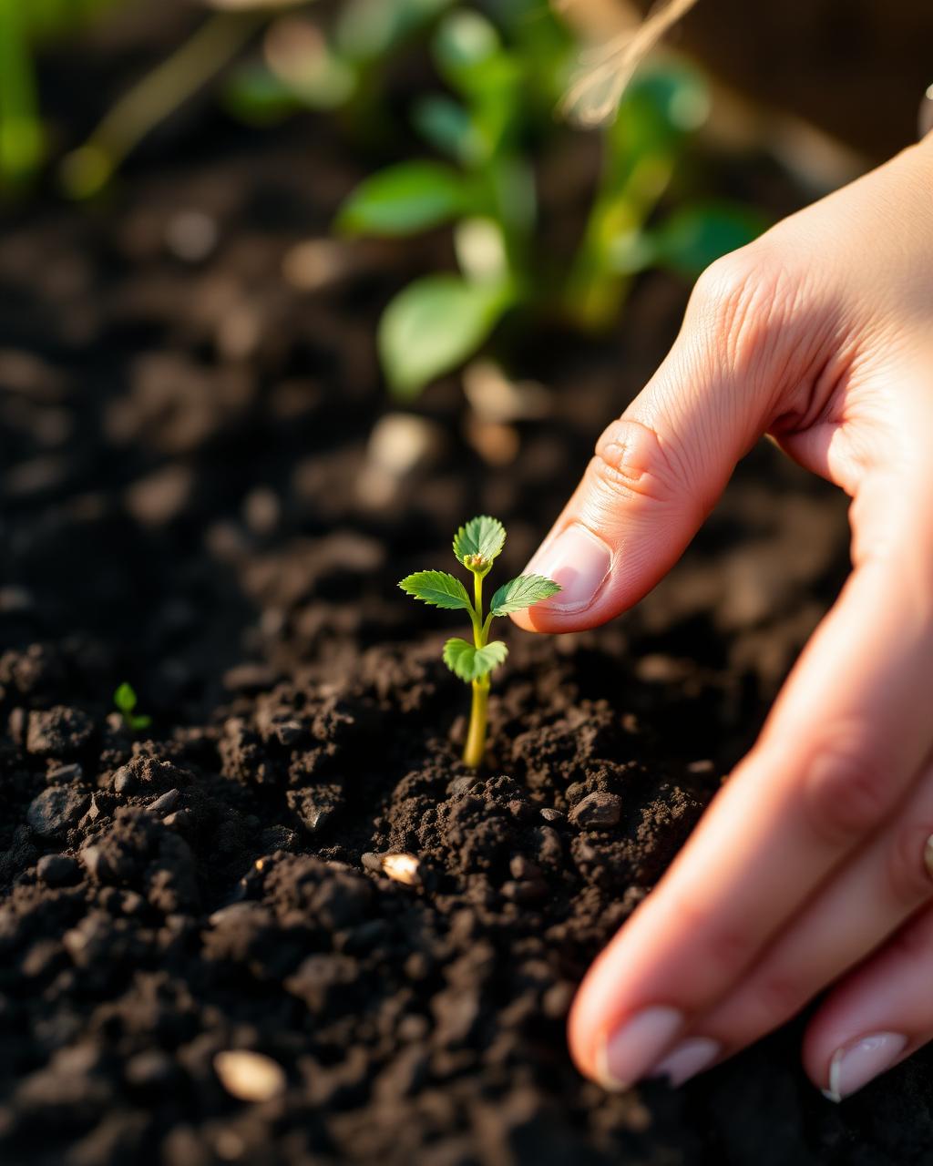 Manos plantando un pequeño brote